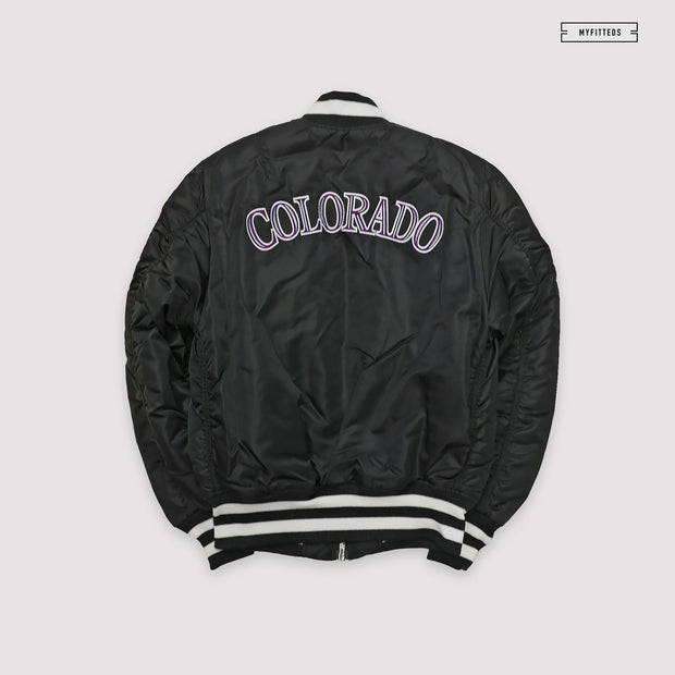 NEW ERA X ALPHA INDUSTRIES COLORADO ROCKIES REVERSIBLE BOMBER JACKET