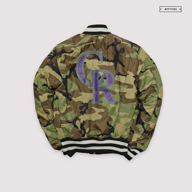 NEW ERA X ALPHA INDUSTRIES COLORADO ROCKIES REVERSIBLE BOMBER JACKET