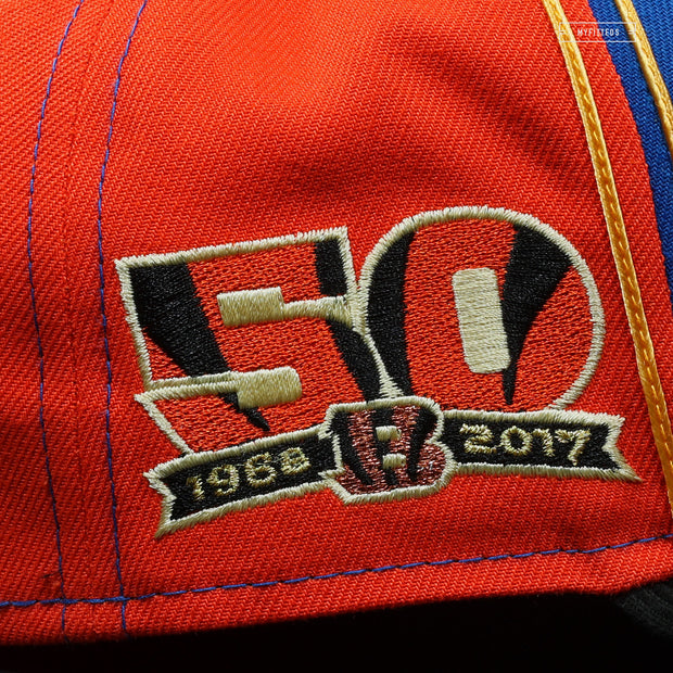 CINCINNATI BENGALS 50TH ANNIVERSARY BLUE "CURLY" NEW ERA FITTED CAP