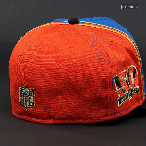 CINCINNATI BENGALS 50TH ANNIVERSARY BLUE "CURLY" NEW ERA FITTED CAP