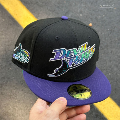 TAMPA BAY DEVIL RAYS RETRO STRIPED SWEATBAND NEW ERA FITTED CAP