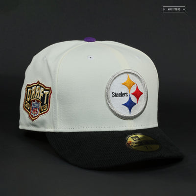 PITTSBURGH STEELERS 2003 NFL DRAFT OFF WHITE TROY NEW ERA FITTED CAP