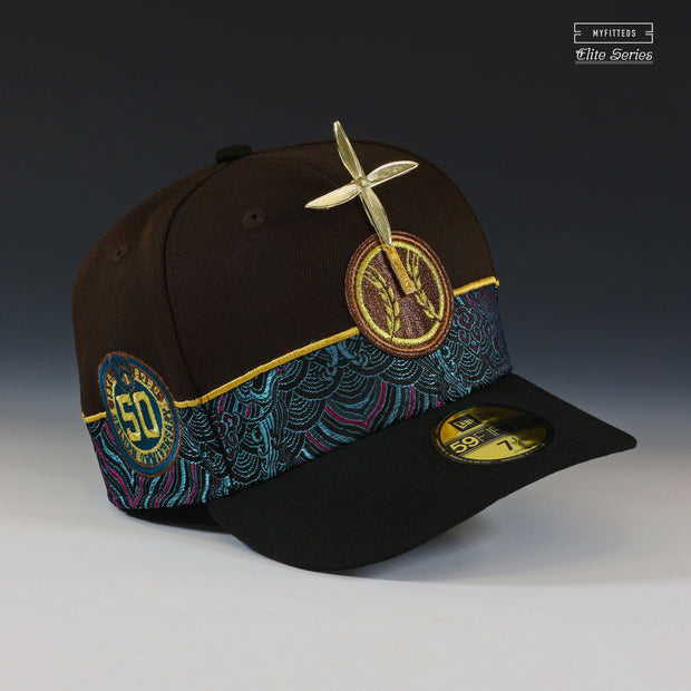 MILWAUKEE BREWERS 50TH ANNIVERSARY GENZO'S PINWHEEL ELITE SERIES NEW ERA FITTED CAP