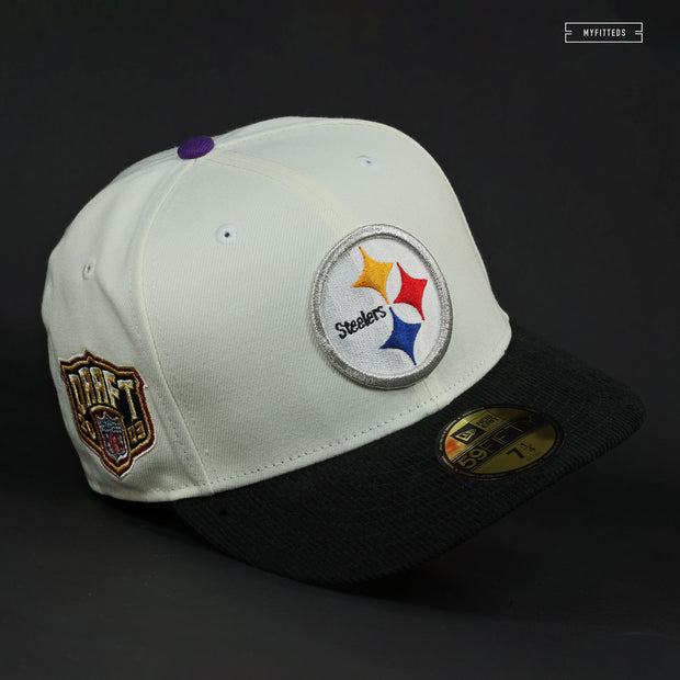 PITTSBURGH STEELERS 2003 NFL DRAFT OFF WHITE TROY NEW ERA FITTED CAP