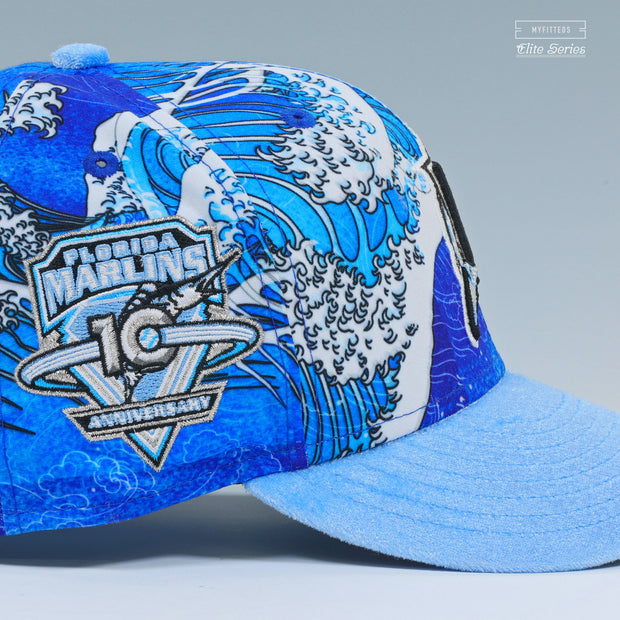 FLORIDA MARLINS 10TH ANNIVERSARY THE GREAT WAVE OFF KANAGAWA ELITE SERIES NEW ERA FITTED CAP
