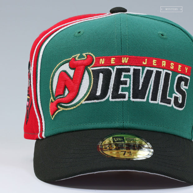 NEW JERSEY DEVILS NJ DEVIL REVERSE RETRO INSPIRED DIAGONAL BLOCK NEW ERA FITTED CAP