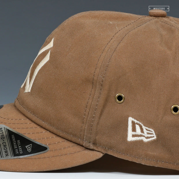 NEW YORK YANKEES WAXED CANVAS RETRO CROWN RELAXED HERITAGE FIT 9FIFTY NEW ERA STRAPBACK
