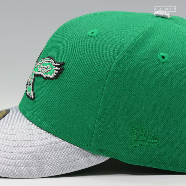 PHILADELPHIA EAGLES NFL KICKOFF 1993 BOTANY GREEN SILVERSTONE METALLIC NEW ERA FITTED CAP