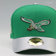 PHILADELPHIA EAGLES NFL KICKOFF 1993 BOTANY GREEN SILVERSTONE METALLIC NEW ERA FITTED CAP
