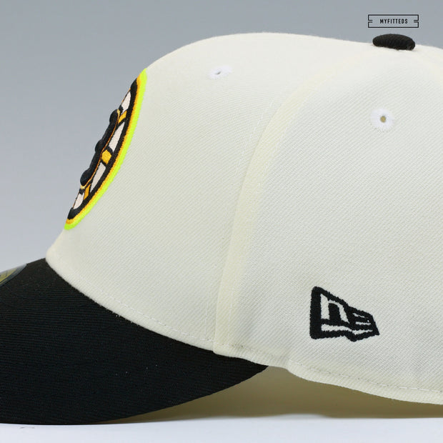 BOSTON BRUINS 1996 NHL ALL-STAR GAME OFF WHITE HIGHLIGHTER YELLOW NEW ERA FITTED CAP