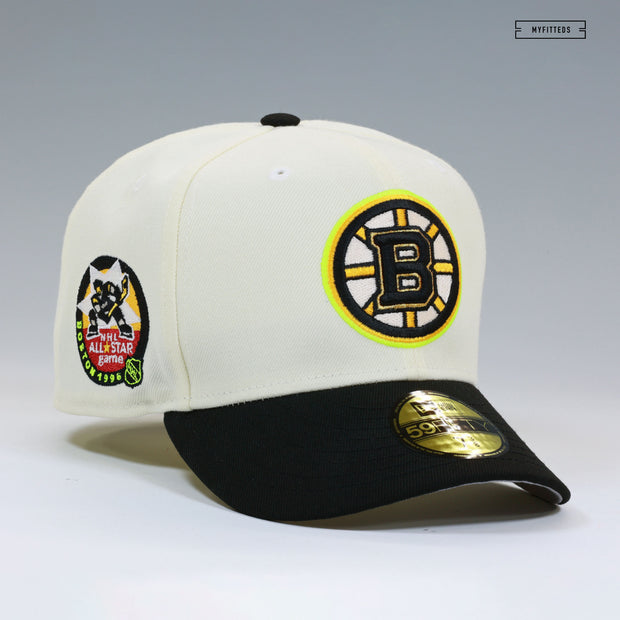 BOSTON BRUINS 1996 NHL ALL-STAR GAME OFF WHITE HIGHLIGHTER YELLOW NEW ERA FITTED CAP
