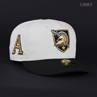 ARMY BLACK KNIGHTS OFF WHITE JET BLACK METALLIC NEW ERA HAT