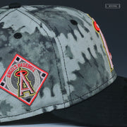 ANAHEIM ANGELS BASEBALL CLUB NEWSPRINT TIE DYE NEW ERA FITTED CAP