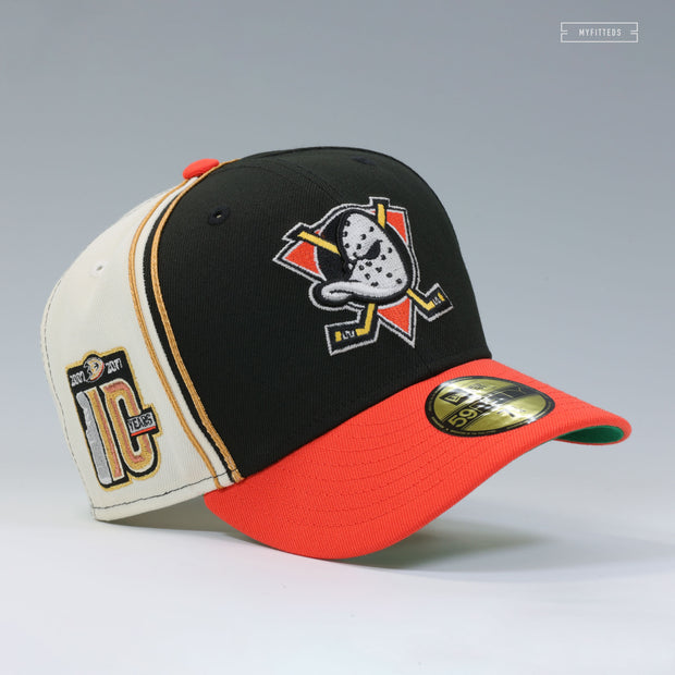 ANAHEIM DUCKS 2007 STANLEY CUP 10 YEARS REVERSE RETRO DIAGONAL BLOCK NEW ERA CAP