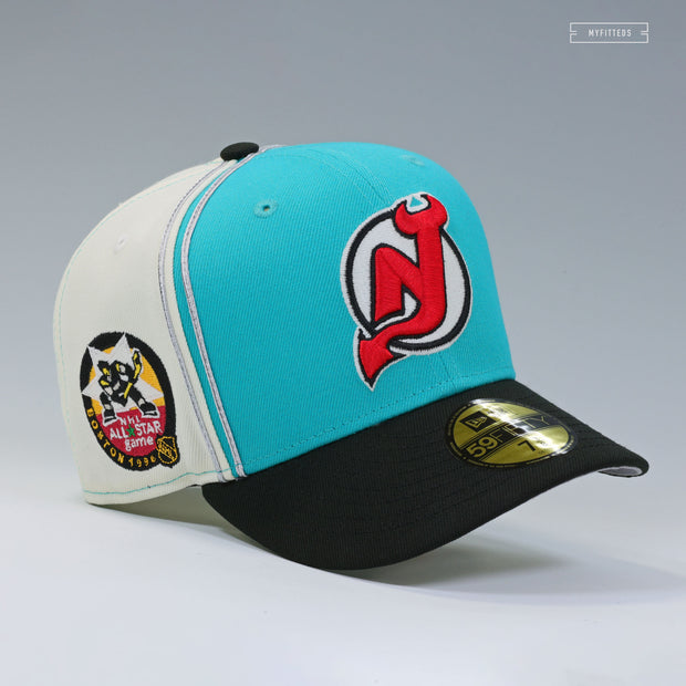 NEW JERSEY DEVILS 1996 NHL ALL-STAR GAME BOSTON JERSEY DIAGONAL BLOCK NEW ERA FITTED CAP