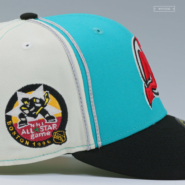 NEW JERSEY DEVILS 1996 NHL ALL-STAR GAME BOSTON JERSEY DIAGONAL BLOCK NEW ERA FITTED CAP