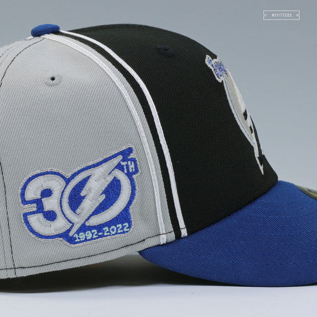 TAMPA BAY LIGHTNING 30TH ANNIVERSARY REVERSE RETRO DIAGONAL BLOCK NEW ERA FITTED CAP