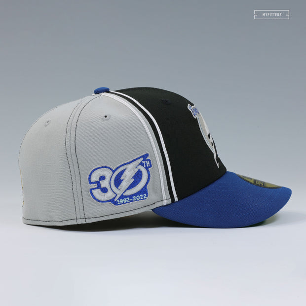TAMPA BAY LIGHTNING 30TH ANNIVERSARY REVERSE RETRO DIAGONAL BLOCK NEW ERA FITTED CAP