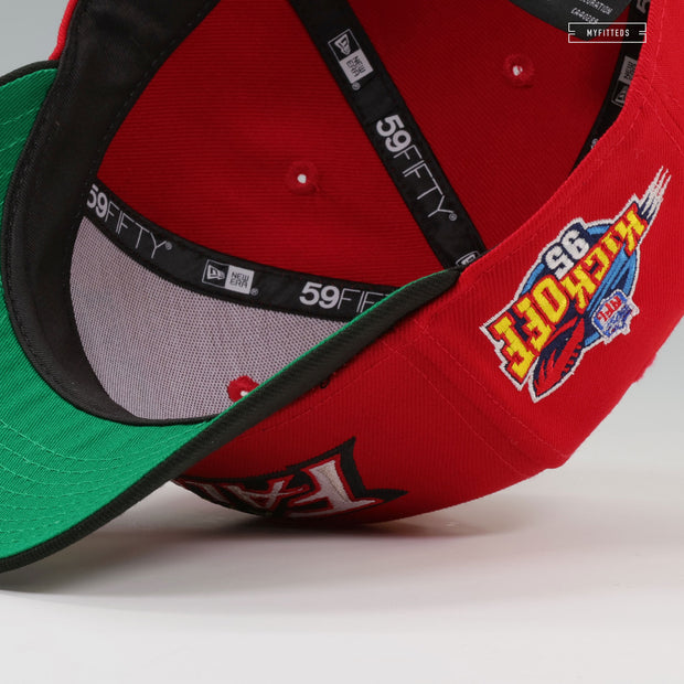 ATLANTA FALCONS NFL KICKOFF 1995 RETRO SCARLET JET BLACK NEW ERA FITTED CAP