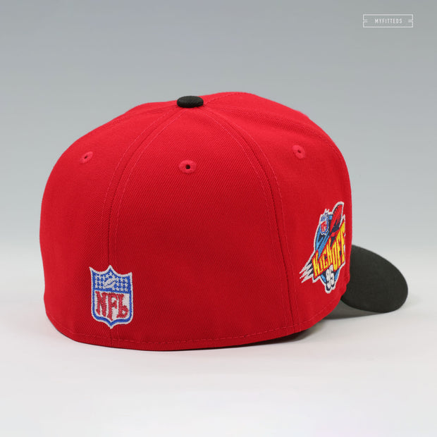 ATLANTA FALCONS NFL KICKOFF 1995 RETRO SCARLET JET BLACK NEW ERA FITTED CAP