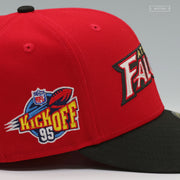 ATLANTA FALCONS NFL KICKOFF 1995 RETRO SCARLET JET BLACK NEW ERA FITTED CAP