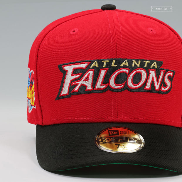 ATLANTA FALCONS NFL KICKOFF 1995 RETRO SCARLET JET BLACK NEW ERA FITTED CAP