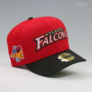 ATLANTA FALCONS NFL KICKOFF 1995 RETRO SCARLET JET BLACK NEW ERA FITTED CAP