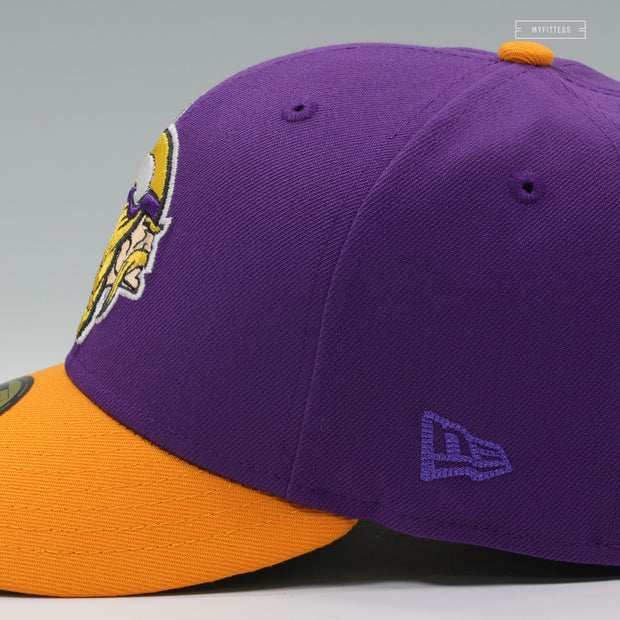 MINNESOTA VIKINGS NFL KICK OFF 1997 ACCENT PURPLE YUKON GOLD NEW ERA FITTED CAP