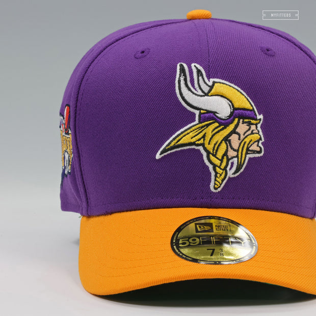 MINNESOTA VIKINGS NFL KICK OFF 1997 ACCENT PURPLE YUKON GOLD NEW ERA FITTED CAP