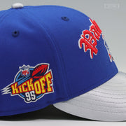 NEW ENGLAND PATRIOTS NFL KICKOFF 1995 BLUE SAPPHIRE SILVERSTONE METALLIC NEW ERA FITTED CAP