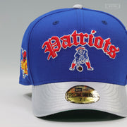 NEW ENGLAND PATRIOTS NFL KICKOFF 1995 BLUE SAPPHIRE SILVERSTONE METALLIC NEW ERA FITTED CAP
