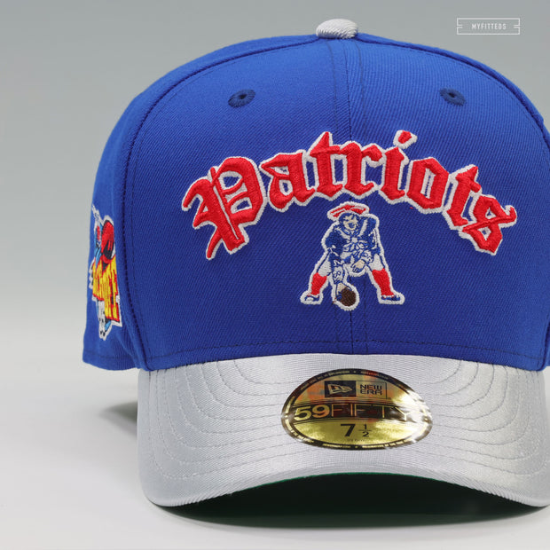 NEW ENGLAND PATRIOTS NFL KICKOFF 1995 BLUE SAPPHIRE SILVERSTONE METALLIC NEW ERA FITTED CAP