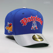 NEW ENGLAND PATRIOTS NFL KICKOFF 1995 BLUE SAPPHIRE SILVERSTONE METALLIC NEW ERA FITTED CAP