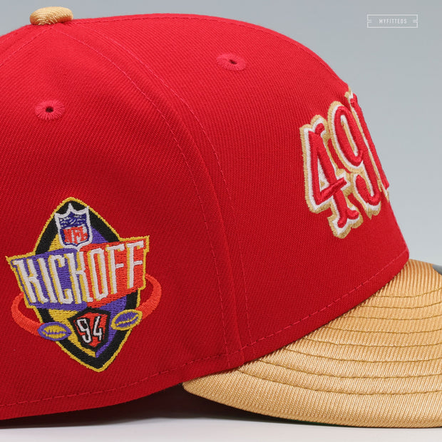 SAN FRANCISCO 49ERS NFL KICKOFF 1994 RADIANT RED GOLDEN METALLIC NEW ERA FITTED CAP