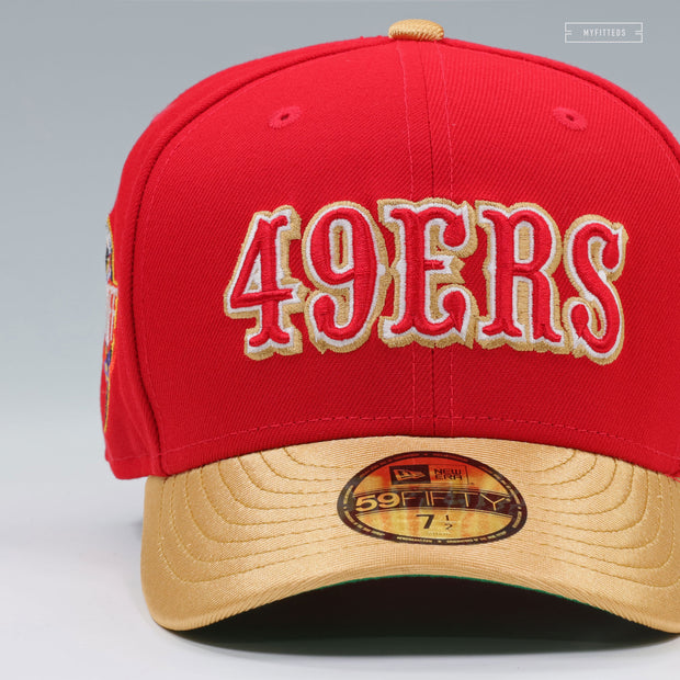 SAN FRANCISCO 49ERS NFL KICKOFF 1994 RADIANT RED GOLDEN METALLIC NEW ERA FITTED CAP
