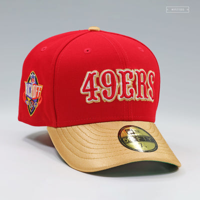 SAN FRANCISCO 49ERS NFL KICKOFF 1994 RADIANT RED GOLDEN METALLIC NEW ERA FITTED CAP