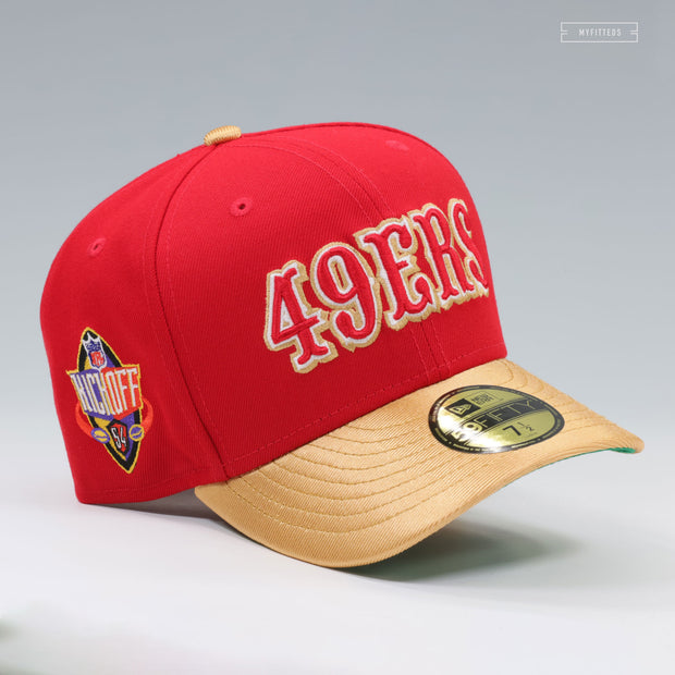 SAN FRANCISCO 49ERS NFL KICKOFF 1994 RADIANT RED GOLDEN METALLIC NEW ERA FITTED CAP