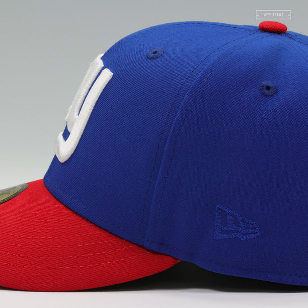 NEW YORK GIANTS NFL KICKOFF 2000 BLUE SAPPHIRE SCARLET RETRO NEW ERA FITTED CAP