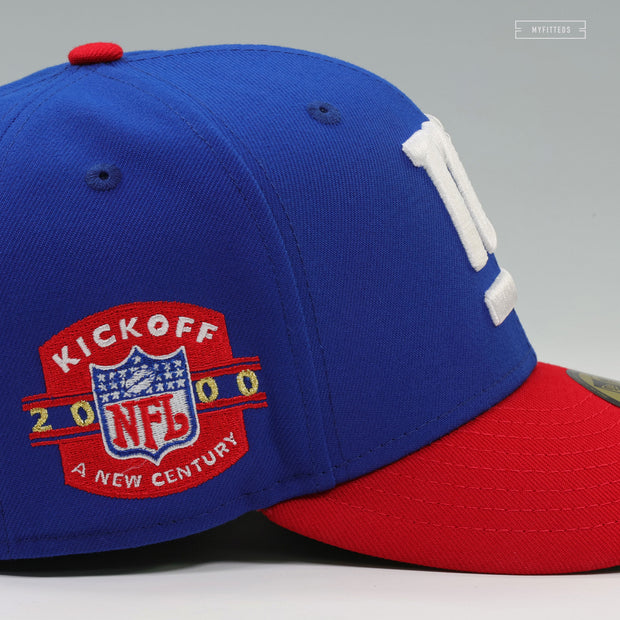 NEW YORK GIANTS NFL KICKOFF 2000 BLUE SAPPHIRE SCARLET RETRO NEW ERA FITTED CAP