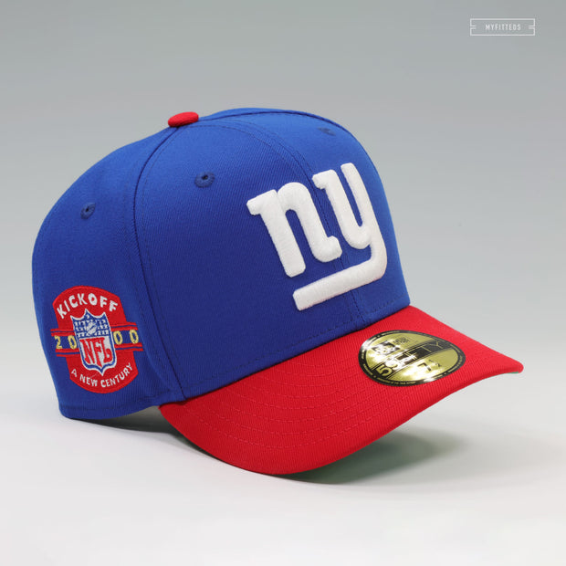 NEW YORK GIANTS NFL KICKOFF 2000 BLUE SAPPHIRE SCARLET RETRO NEW ERA FITTED CAP