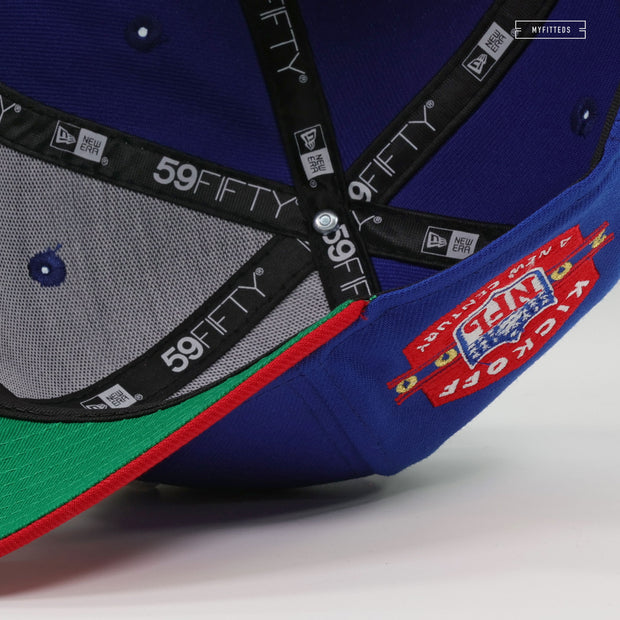 NEW YORK GIANTS NFL KICKOFF 2000 BLUE SAPPHIRE SCARLET RETRO NEW ERA FITTED CAP