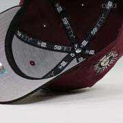 ANAHEIM MIGHTY DUCKS 1993 INAUGURAL SEASON INTENSE MAROON JET BLACK NEW ERA FITTED CAP