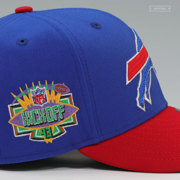 BUFFALO BILLS NFL KICKOFF 1993 BLUE SAPPHIRE RADIANT RED NEW ERA FITTED CAP
