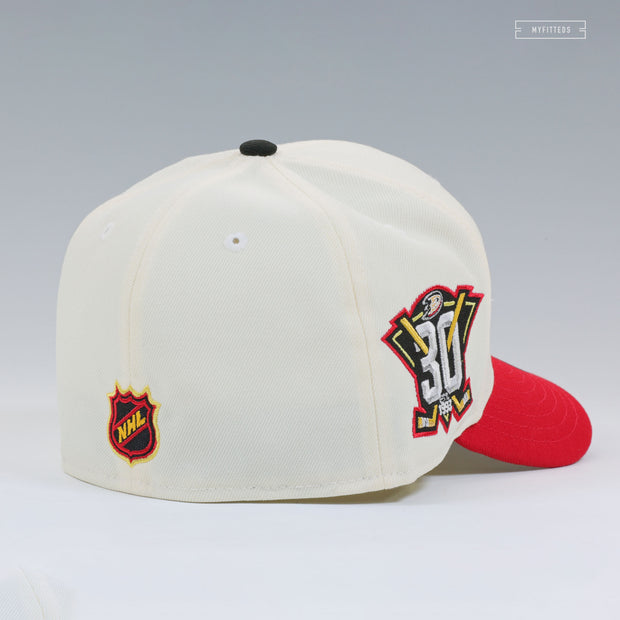 ANAHEIM MIGHTY DUCKS 30TH ANNIVERSARY EDEN HALL DUCKS OFF WHITE NEW ERA FITTED CAP
