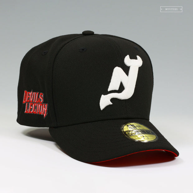 NEW JERSEY DEVILS DEVILS LEGION GLOW IN THE DARK JET BLACK RADIANT RED NEW ERA FITTED CAP