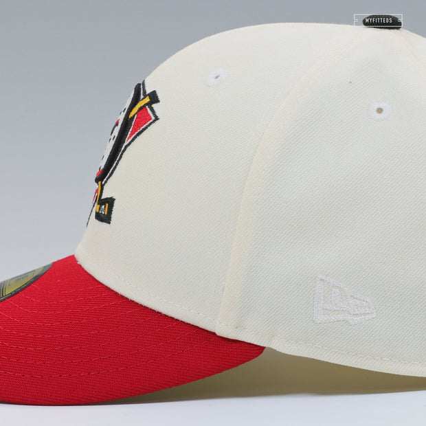 ANAHEIM MIGHTY DUCKS 30TH ANNIVERSARY EDEN HALL DUCKS OFF WHITE NEW ERA FITTED CAP