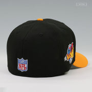 PITTSBURGH STEELERS NFL KICKOFF 1995 JET BLACK ARGENT GOLD NEW ERA FITTED CAP