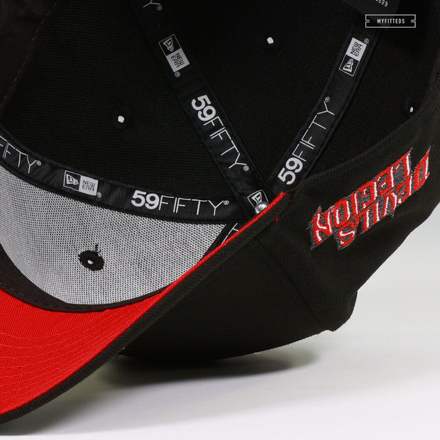 NEW JERSEY DEVILS DEVILS LEGION GLOW IN THE DARK JET BLACK RADIANT RED NEW ERA FITTED CAP