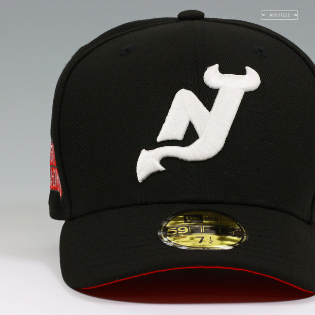 NEW JERSEY DEVILS DEVILS LEGION GLOW IN THE DARK JET BLACK RADIANT RED NEW ERA FITTED CAP