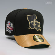 NEW ORLEANS SAINTS NFL KICKOFF 1999 JET BLACK GOLDEN METALLIC NEW ERA FITTED CAP